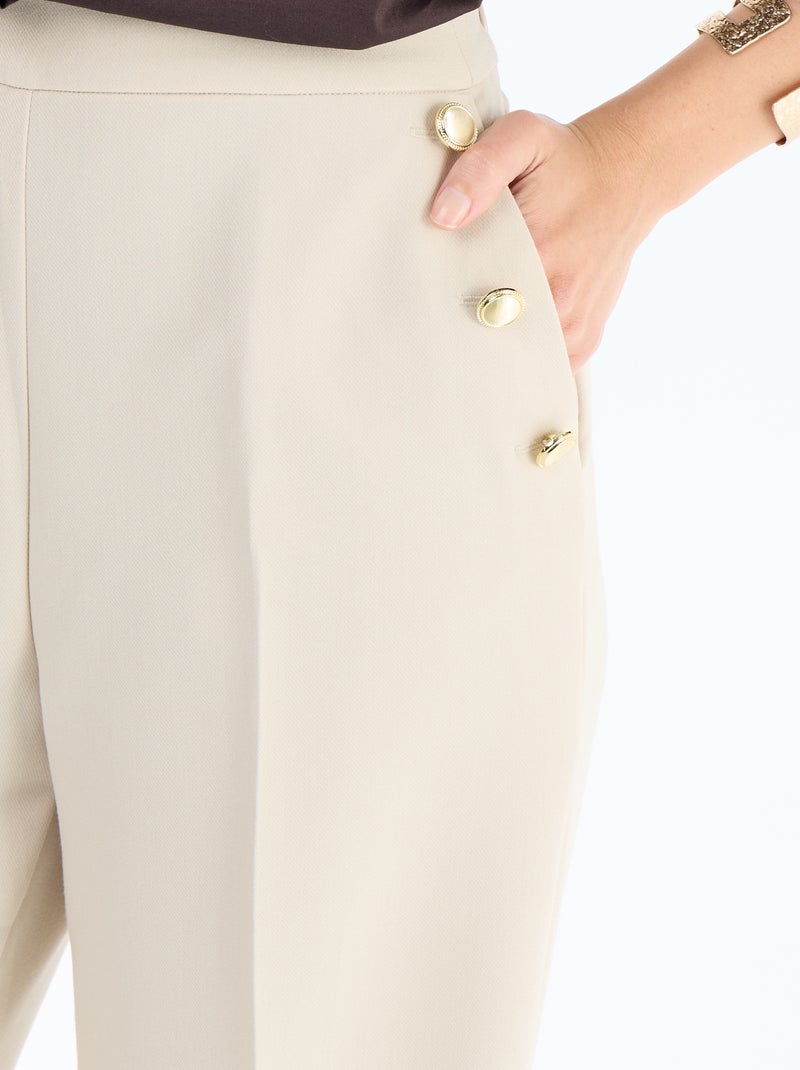 Wijde broek met fantasie goudkleurige knopen op de zakken Grijs - Kiabi