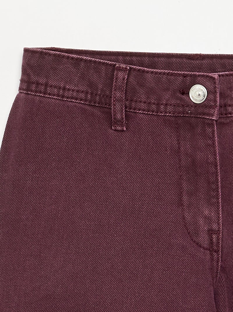 Wijde broek met geborduurde bloemen Paars - Kiabi