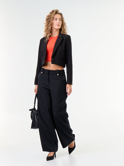 Wijde broek met goudkleurige knopen - Kiabi