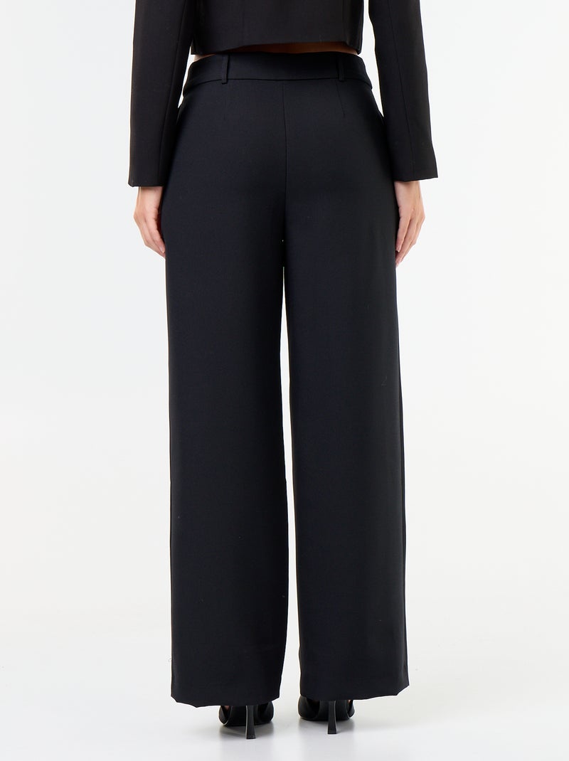 Wijde broek met goudkleurige knopen Zwart - Kiabi