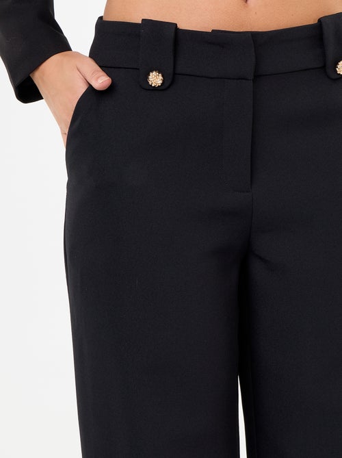 Wijde broek met goudkleurige knopen - Kiabi