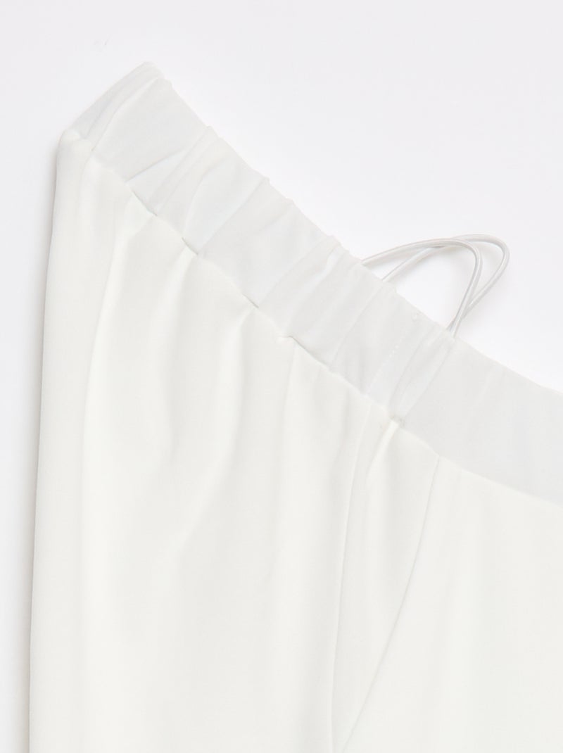 Wijde broek met hoge taille - So Easy Wit - Kiabi