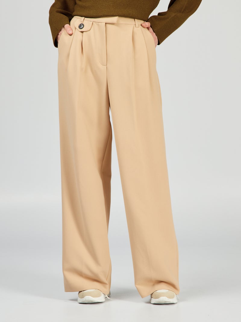 Wijde broek met hoge taille BIEGE - Kiabi