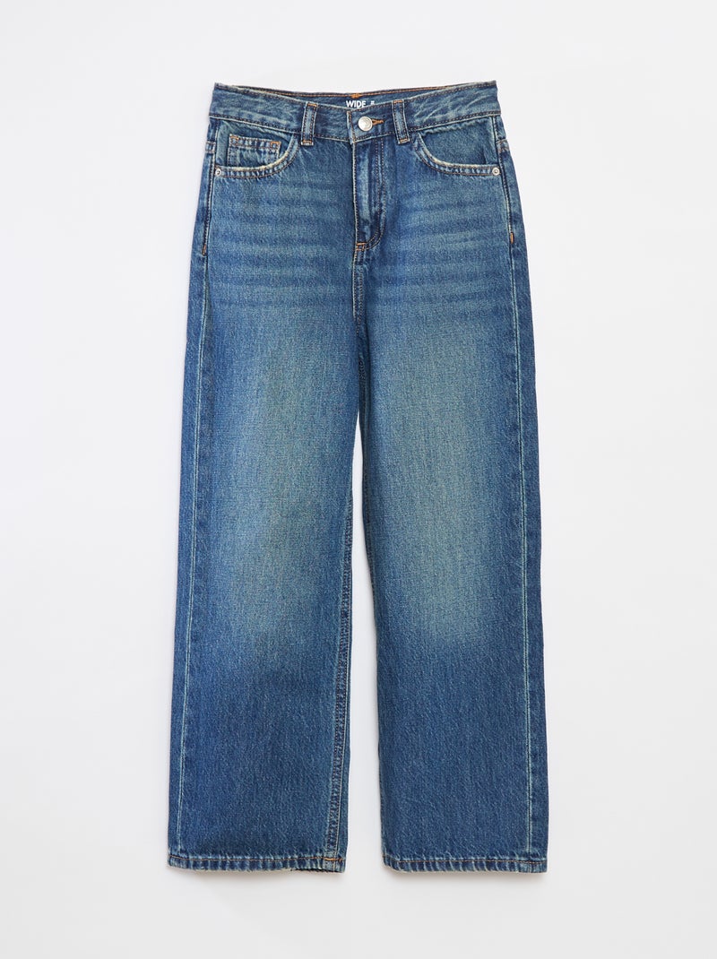 Wijde broek met hoge taille BLAUW - Kiabi