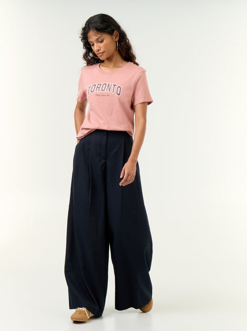 Wijde broek met hoge taille - Kiabi