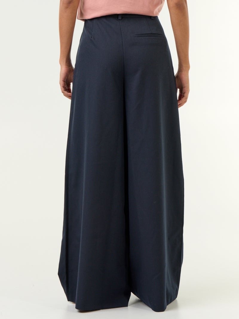 Wijde broek met hoge taille Blauw - Kiabi
