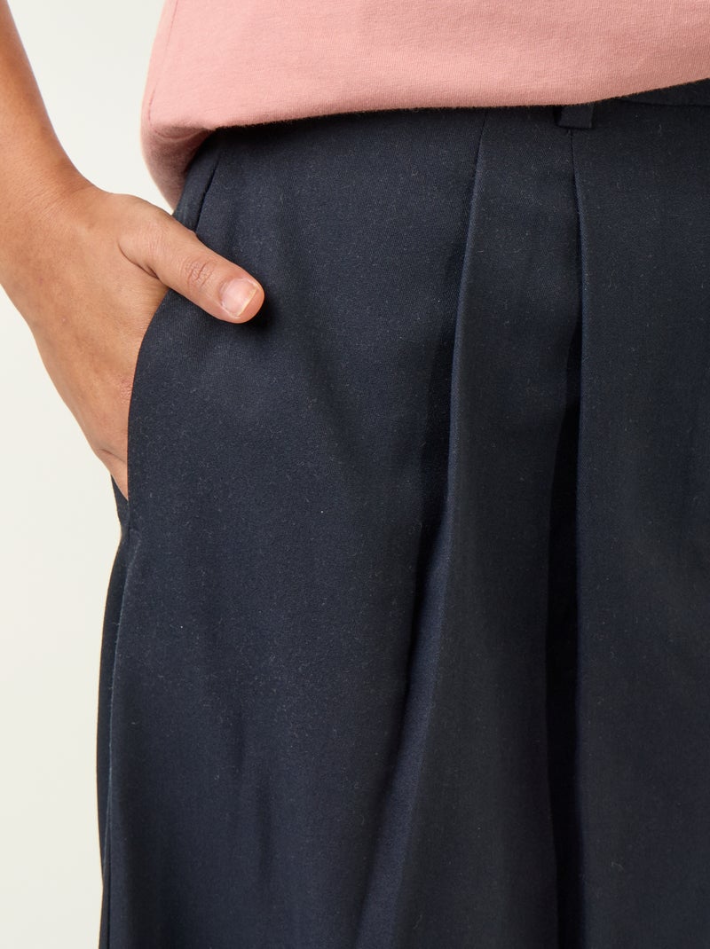 Wijde broek met hoge taille Blauw - Kiabi