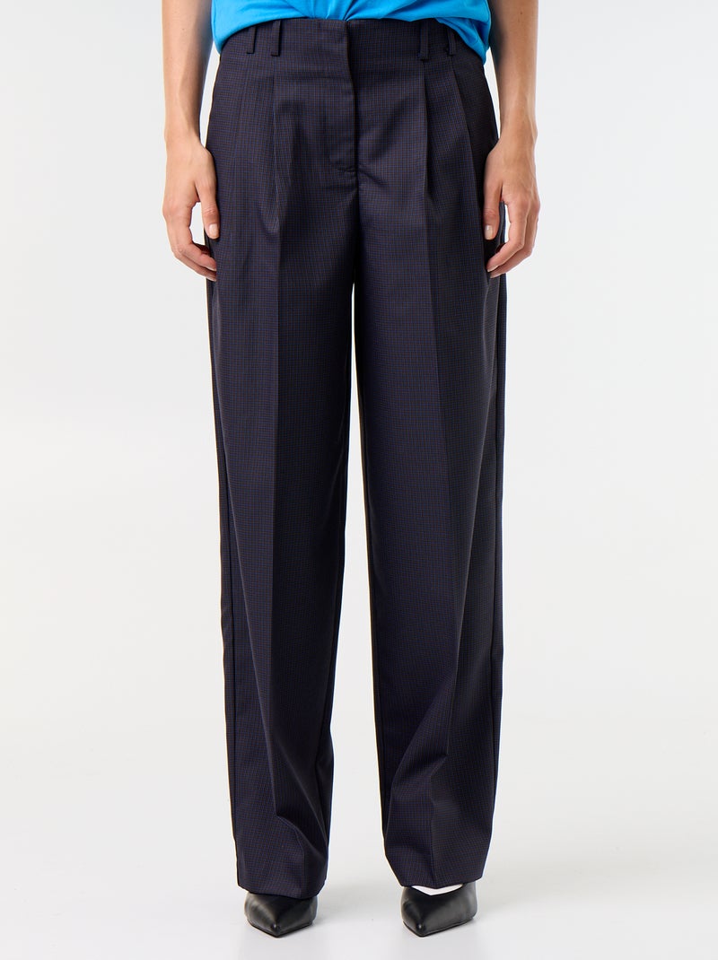 Wijde broek met hoge taille Blauw - Kiabi