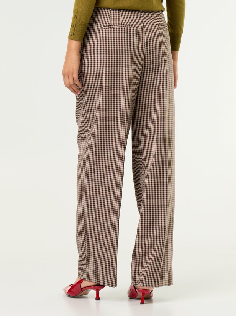 Wijde broek met hoge taille Bruin - Kiabi