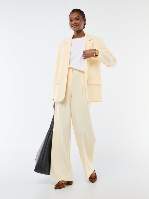 Wijde broek met hoge taille en 5 zakken - Kiabi