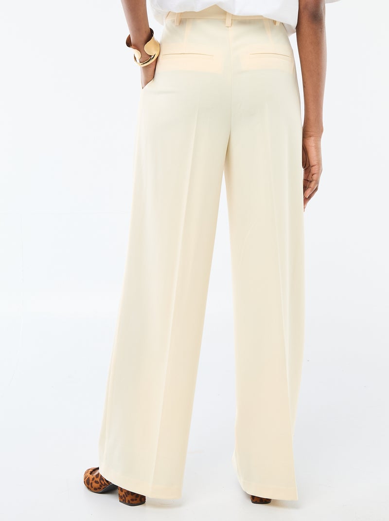 Wijde broek met hoge taille en 5 zakken Biege - Kiabi