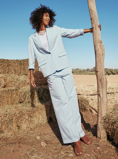 Wijde broek met hoge taille en 5 zakken - Kiabi