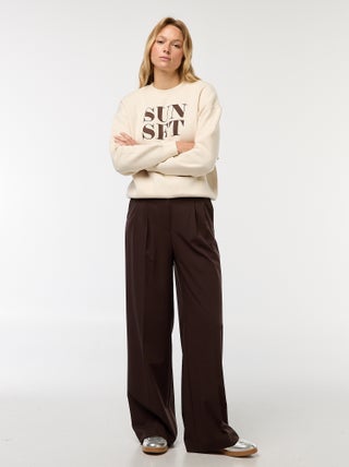 Wijde broek met hoge taille en 5 zakken