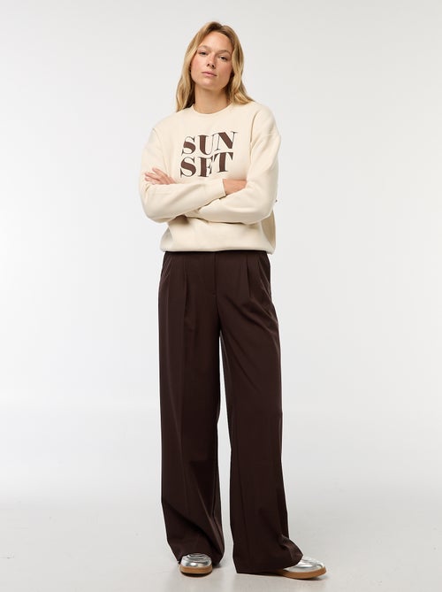 Wijde broek met hoge taille en 5 zakken - Kiabi