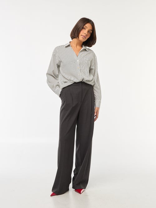 Wijde broek met hoge taille en 5 zakken - Kiabi