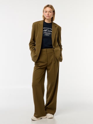 Wijde broek met hoge taille en 5 zakken