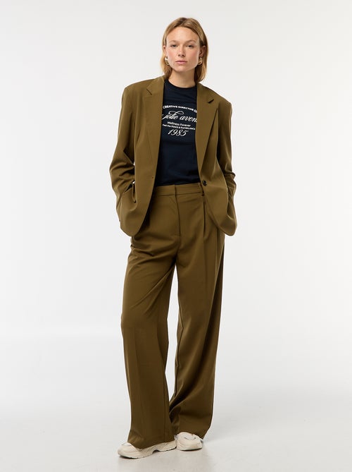 Wijde broek met hoge taille en 5 zakken - Kiabi