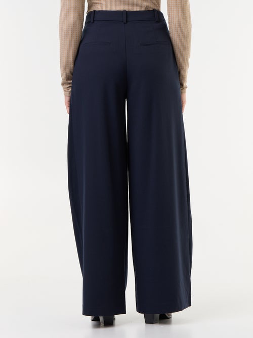 Wijde broek met hoge taille en plooien - Kiabi