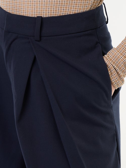 Wijde broek met hoge taille en plooien - Kiabi