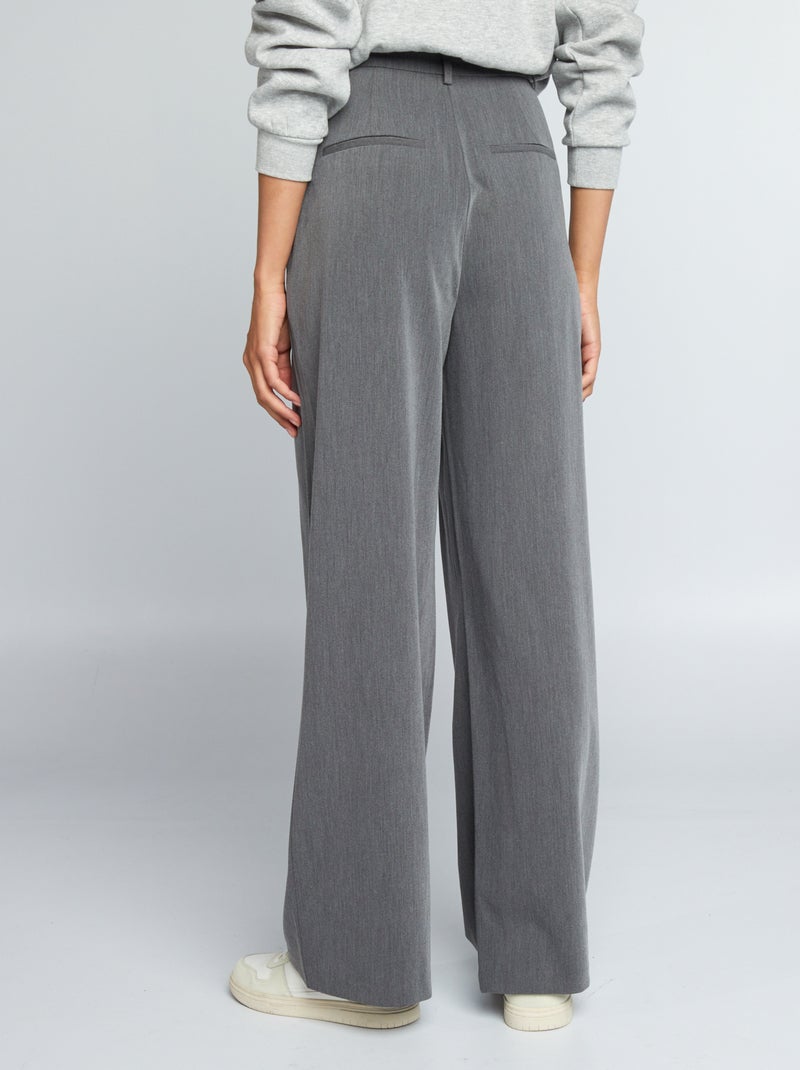 Wijde broek met hoge taille GRIJS - Kiabi
