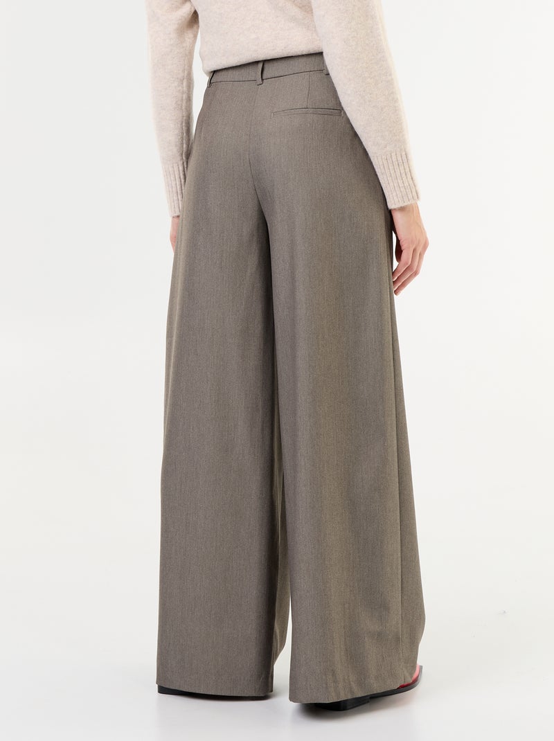 Wijde broek met hoge taille Groen - Kiabi