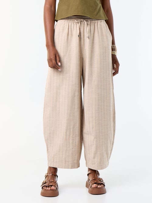 Wijde broek met hoge taille van linnenmix - Kiabi