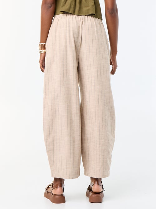 Wijde broek met hoge taille van linnenmix - Kiabi