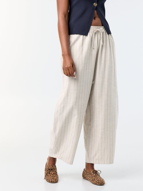 Wijde broek met hoge taille van linnenmix - Kiabi