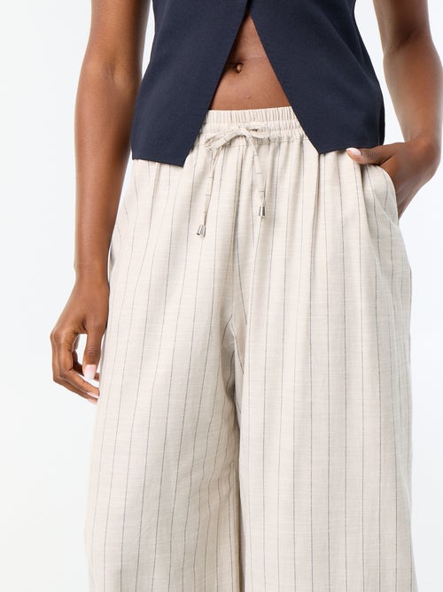 Wijde broek met hoge taille van linnenmix - Kiabi