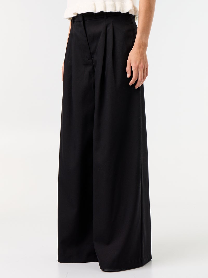 Wijde broek met hoge taille Zwart - Kiabi