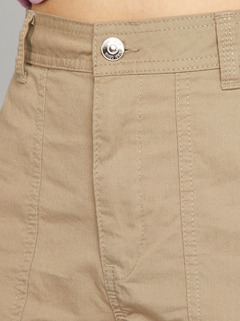 Wijde broek met klepzakjes BIEGE - Kiabi