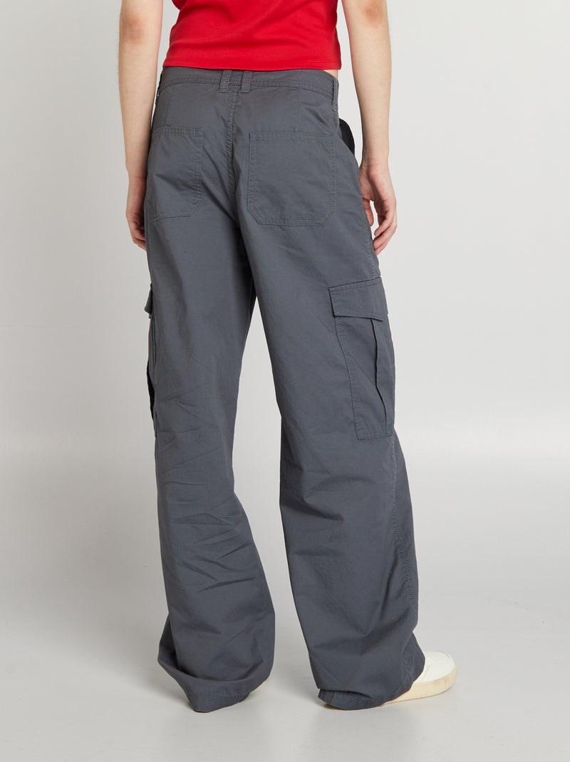 Wijde broek met klepzakjes GRIJS - Kiabi