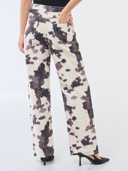 Wijde broek met koeienprint - Kiabi