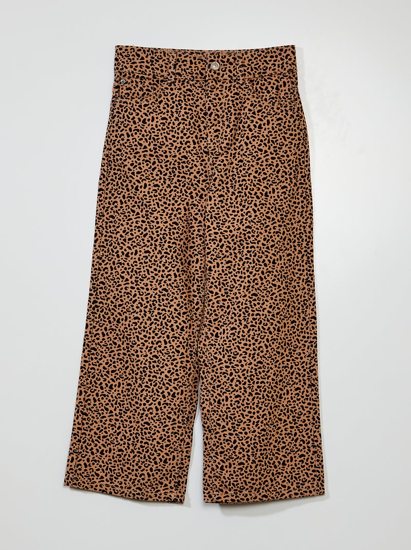 Wijde broek met luipaardmotief BIEGE - Kiabi