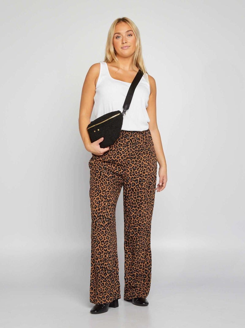 Wijde broek met luipaardmotief 'Only Carmakoma' BRUIN - Kiabi
