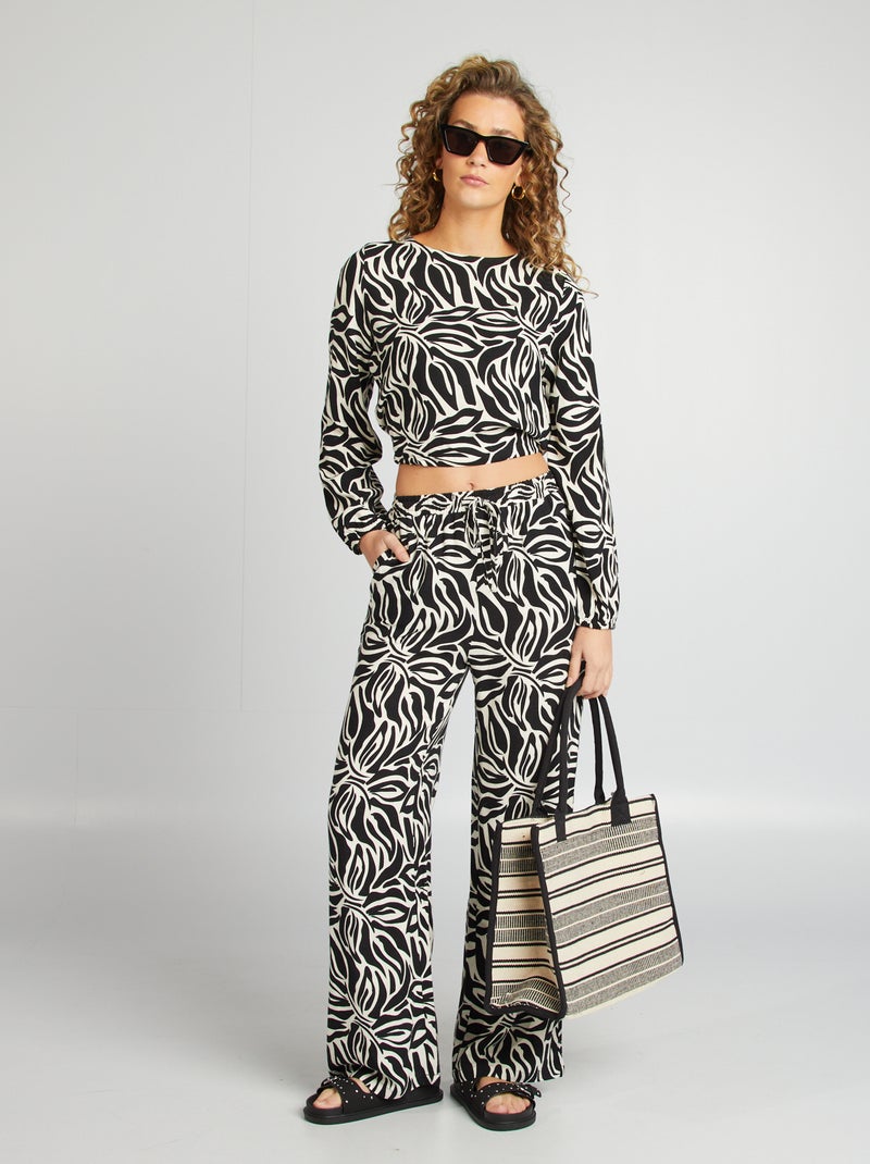 Wijde broek met motiefje BIEGE - Kiabi