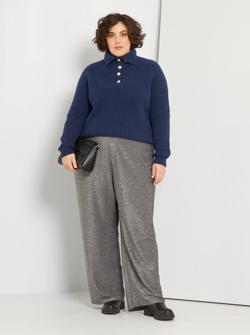 Wijde broek met pailletten GRIJS - Kiabi