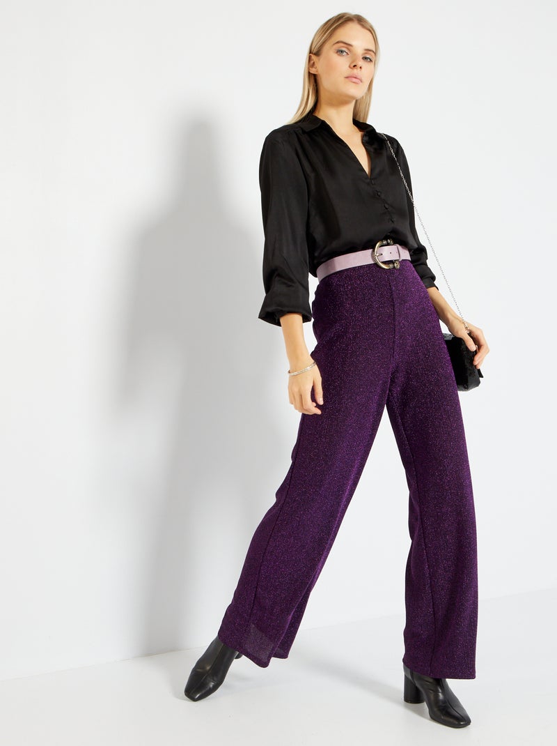 Wijde broek met pailletten PAARS - Kiabi