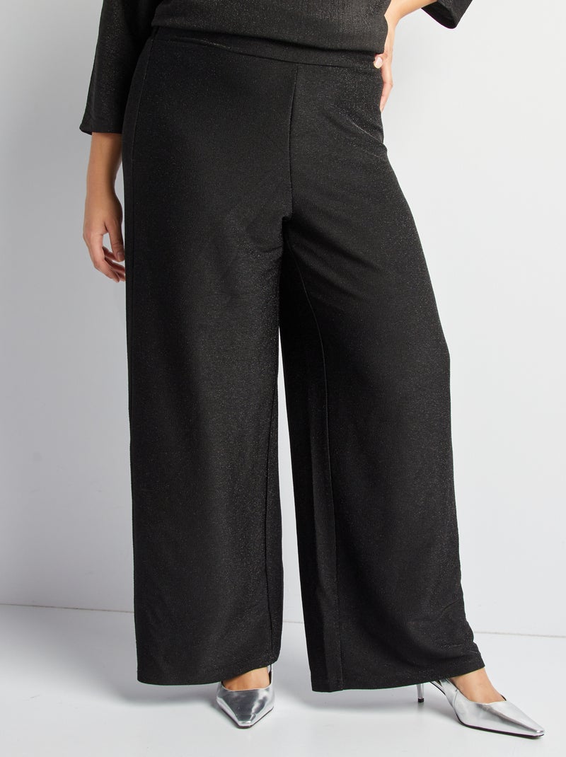 Wijde broek met pailletten ZWART - Kiabi