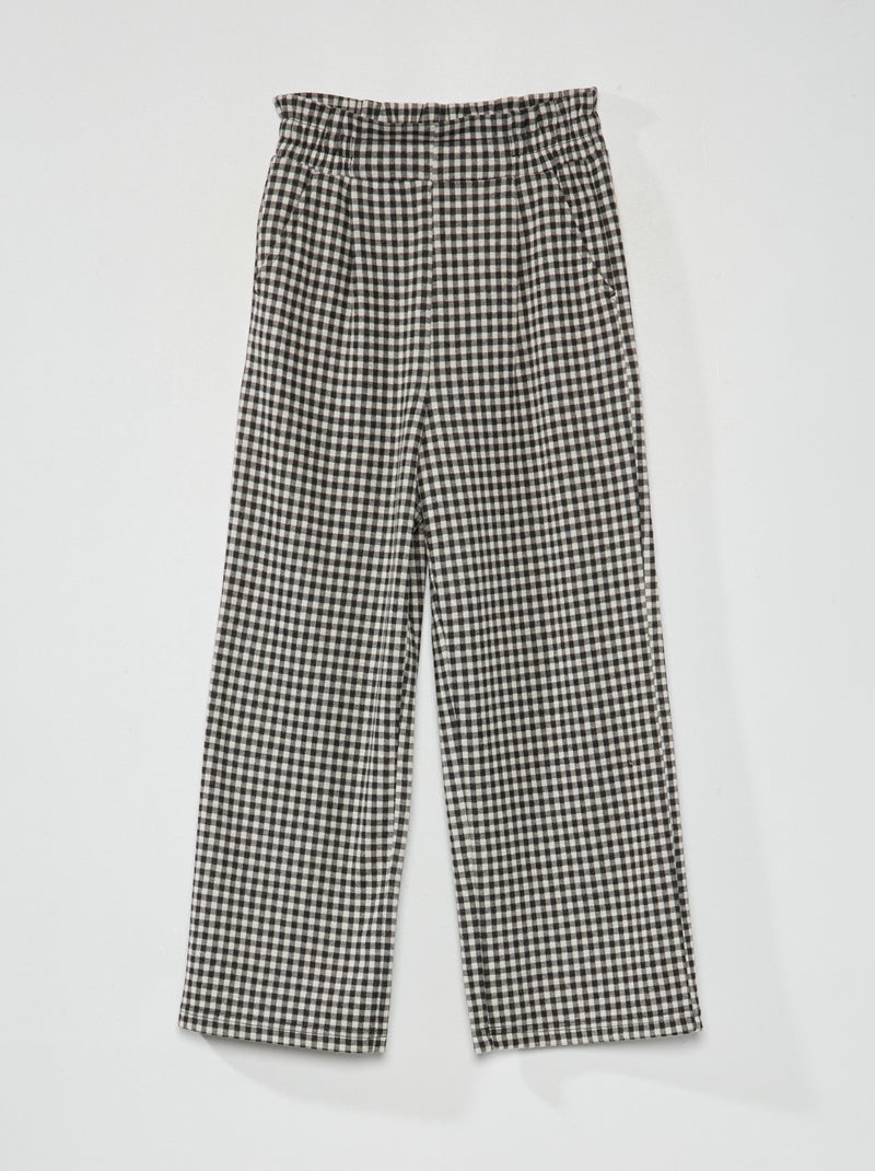 Wijde broek met paperbagtaille ZWART - Kiabi