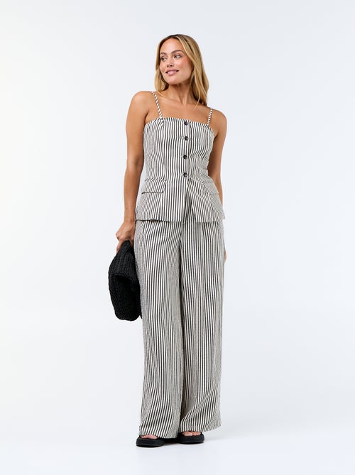 Wijde broek met plooien - Kiabi