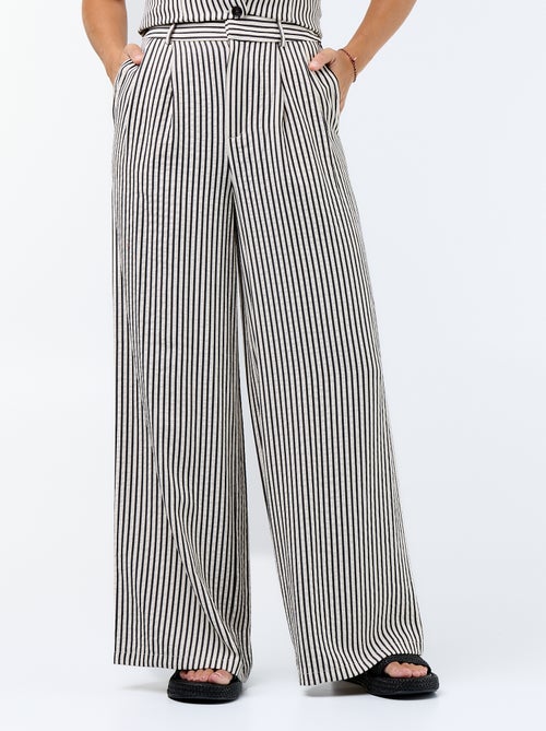 Wijde broek met plooien - Kiabi