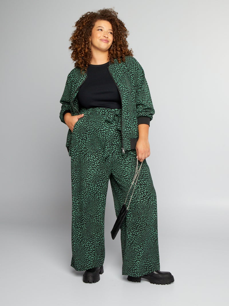 Wijde broek met print GROEN - Kiabi