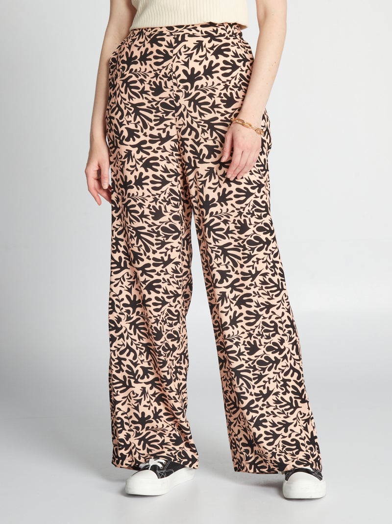 Wijde broek met print WIT - Kiabi