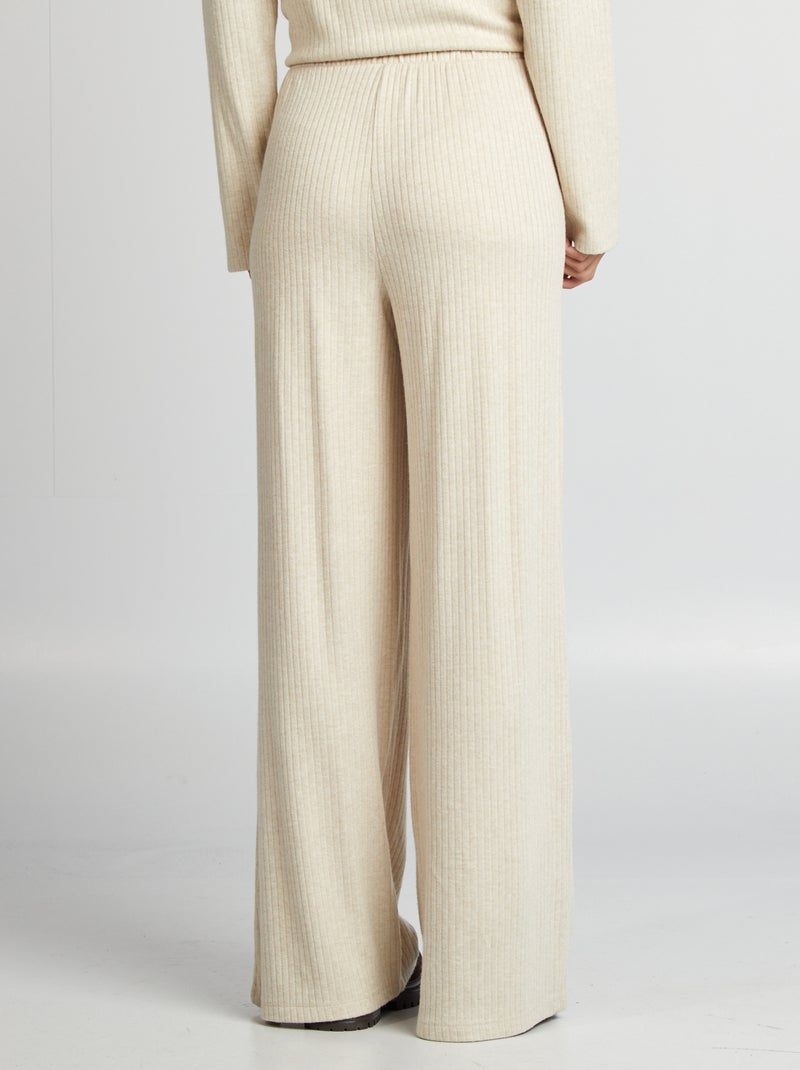 Wijde broek met ribtextuur BIEGE - Kiabi