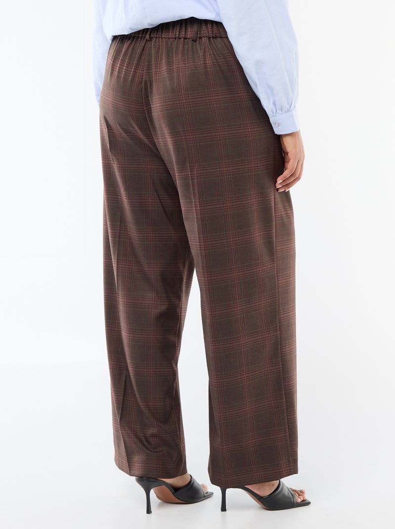 Wijde broek met ruitjes Bruin - Kiabi
