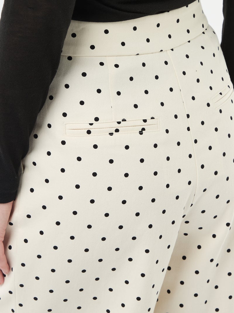 Wijde broek met stippen Wit - Kiabi