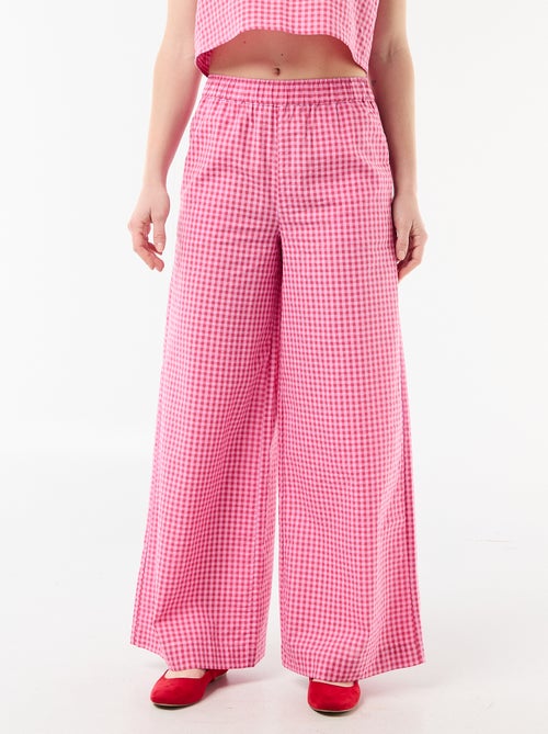 Wijde broek met Vichy-ruit - Kiabi