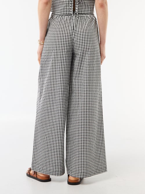 Wijde broek met Vichy-ruit - Kiabi