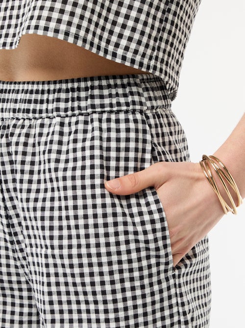 Wijde broek met Vichy-ruit - Kiabi